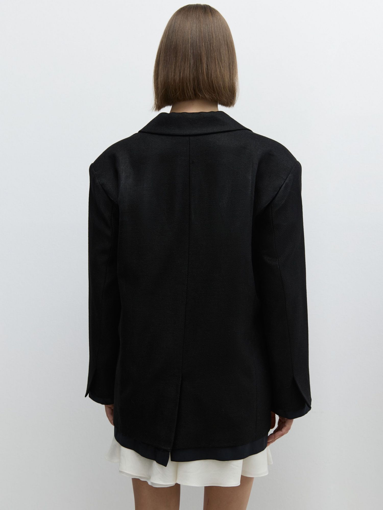 Жакет изо льна с имитацией рубашки черный - фото 8. Around