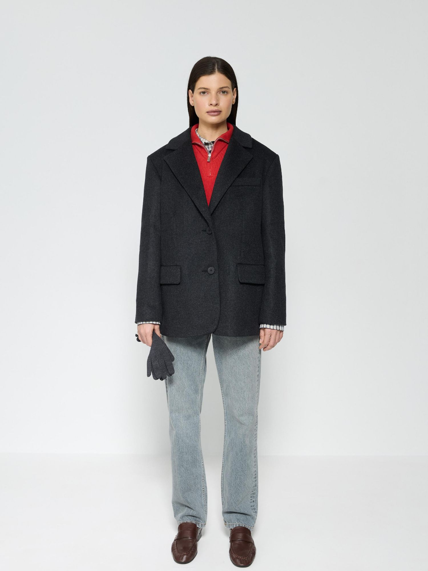Пальто-жакет из шерсти графит - фото 1. Around