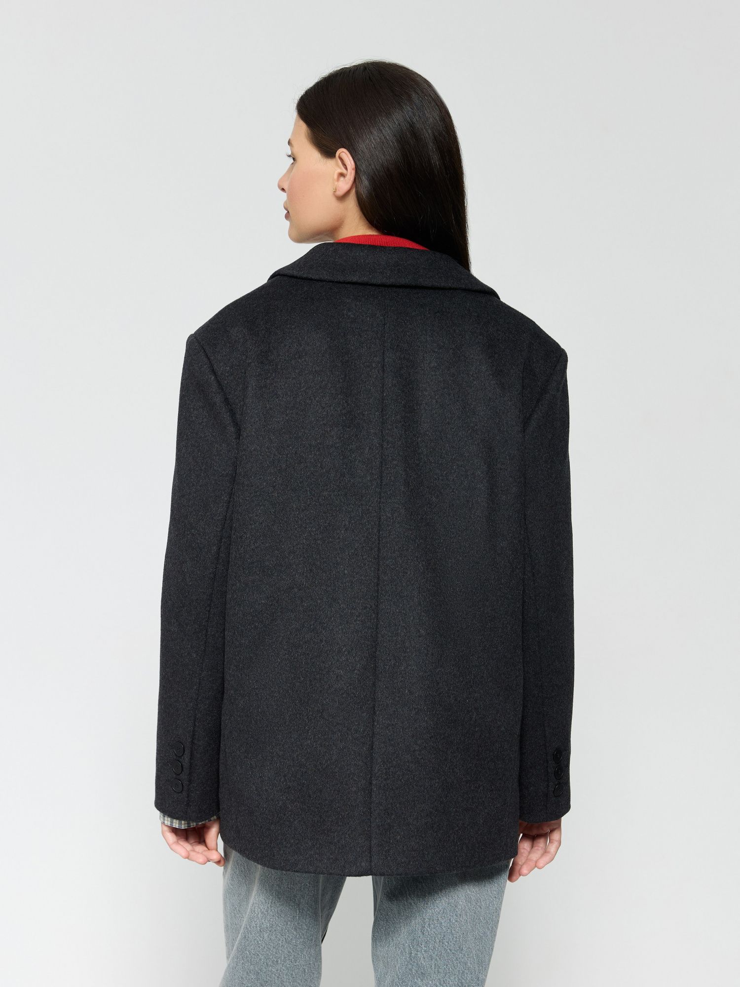 Пальто-жакет из шерсти графит - фото 3. Around