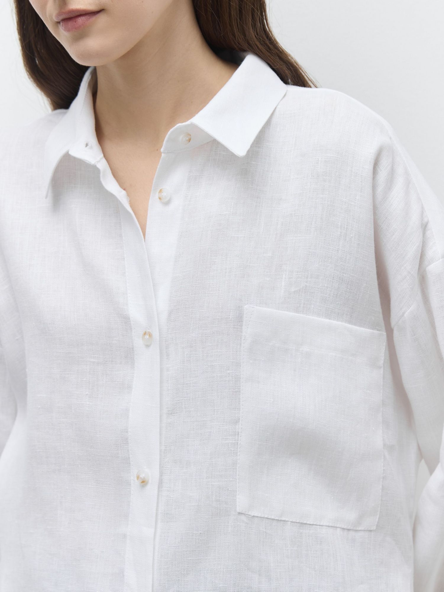 Рубашка объемная изо льна ver.2.0 белый - фото 2. Around