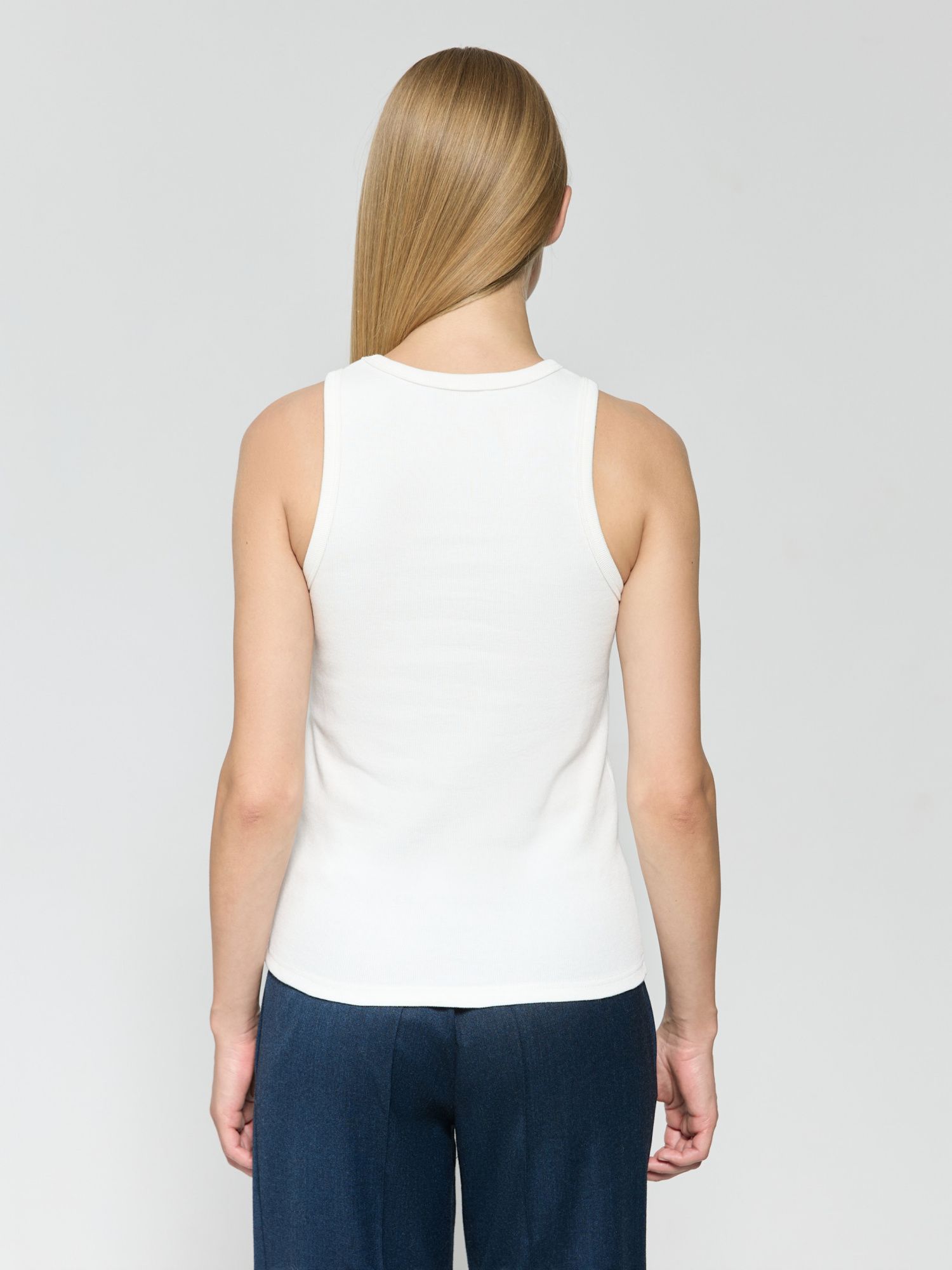 Майка базовая из хлопка с шелком молочный - фото 4. Around