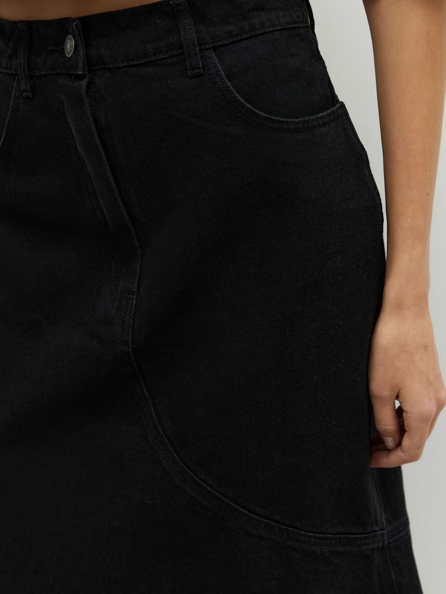 Юбка джинсовая сложного кроя черный - фото 6. Around