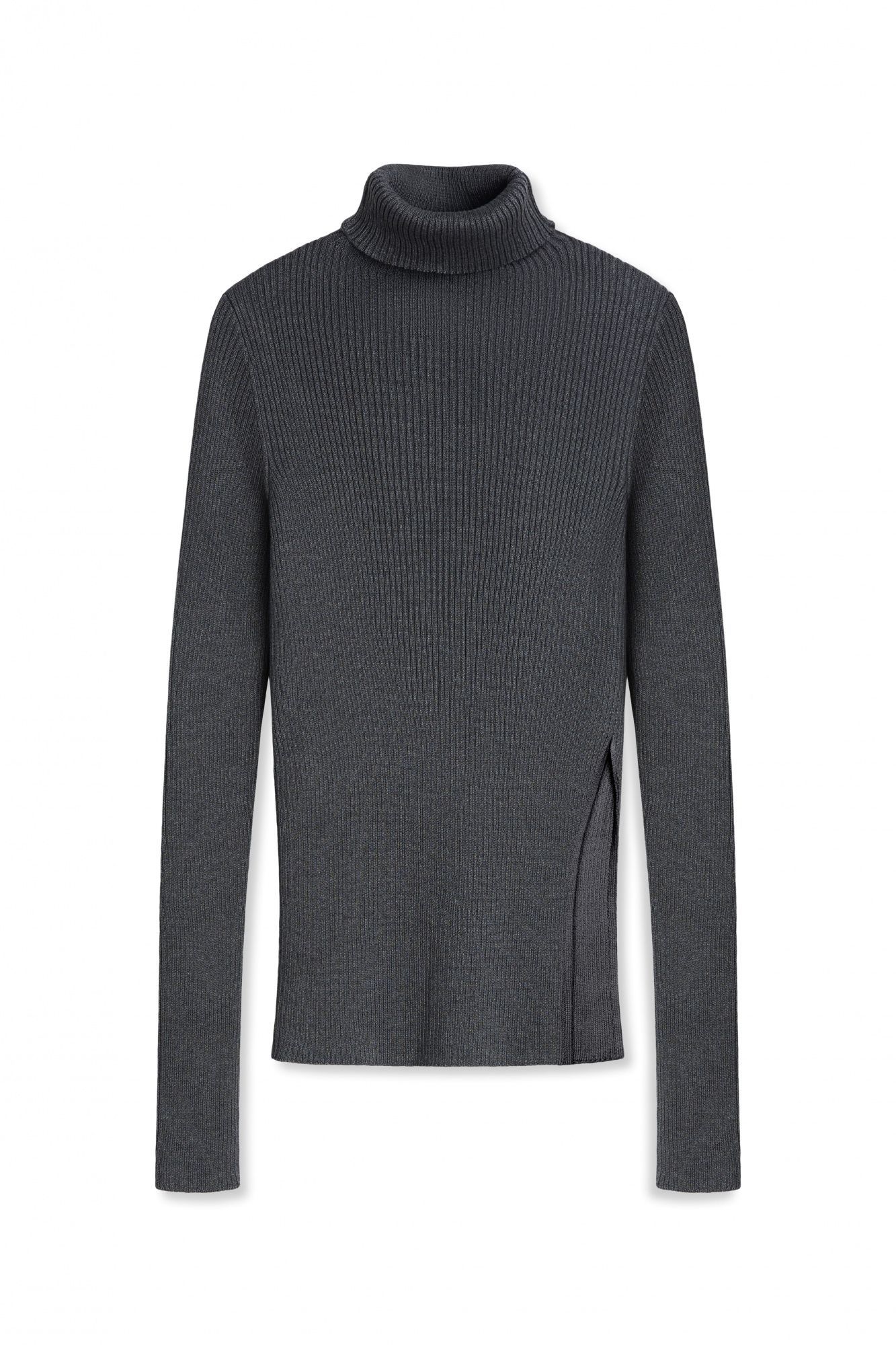 Водолазка с разрезом из хлопка графит - фото 6. Around