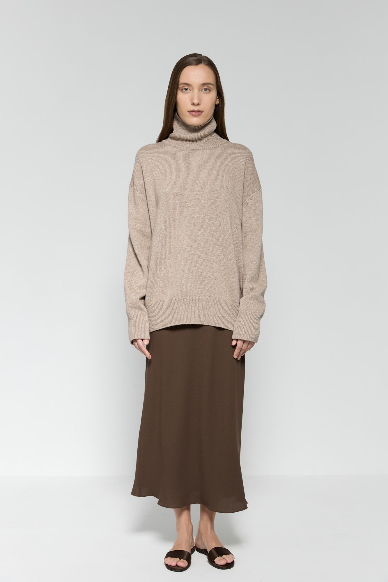 Свитер из смесового кашемира серо-бежевый - фото 1. Around