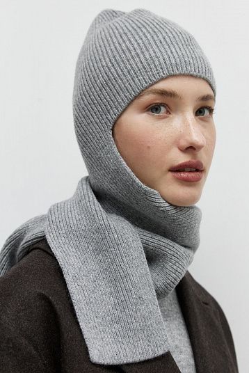 Шапка-шарф из мериноса  серый