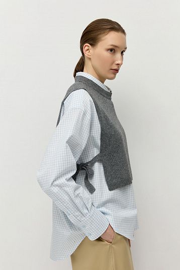 Манишка из смесового кашемира с завязками графит