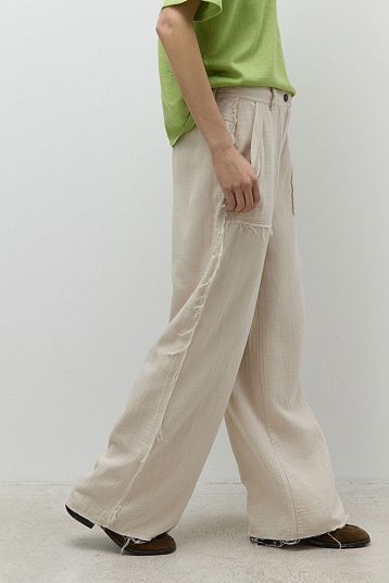 Брюки с необработанным краем светло-бежевый