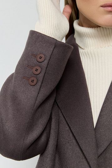 Пальто-жакет из шерсти портвейн