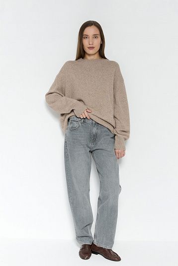 Джемпер из смесового кашемира серо-бежевый