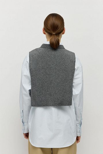 Манишка из смесового кашемира с завязками графит