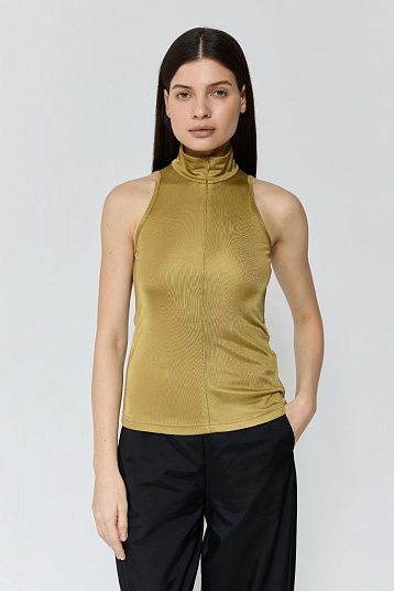 Топ халтер с молнией золото