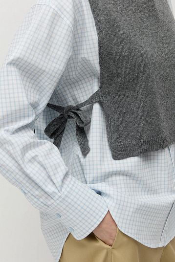 Манишка из смесового кашемира с завязками графит