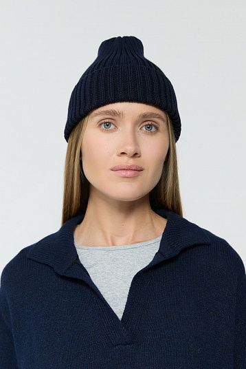 Шапка из мериноса уплотненная чернильный