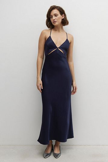 Платье-комбинация с вырезами синий