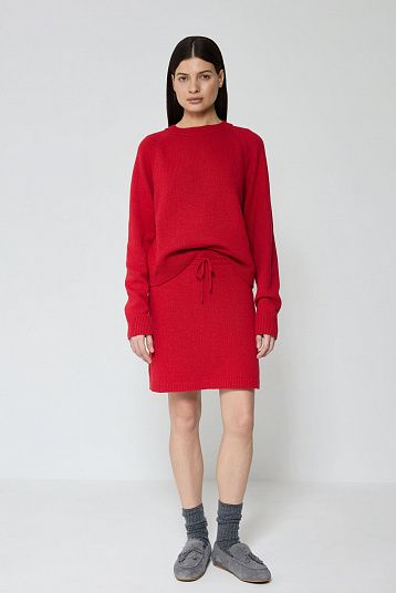 Юбка мини из смесового кашемира красный