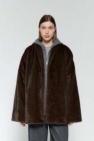 Полупальто меховое коричневый