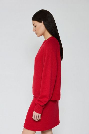 Джемпер кроп из смесового кашемира красный