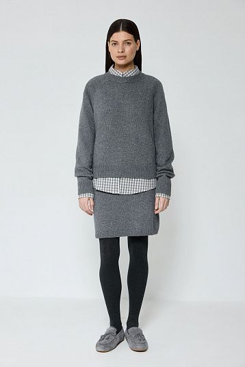 Джемпер кроп из смесового кашемира графит