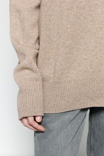 Джемпер из смесового кашемира серо-бежевый