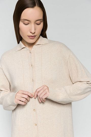 Платье-рубашка из смесового кашемира бежевый меланж