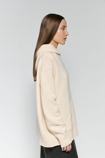 Худи из объемной шерсти сливочный