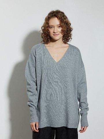 Пуловер из смесового кашемира  серый