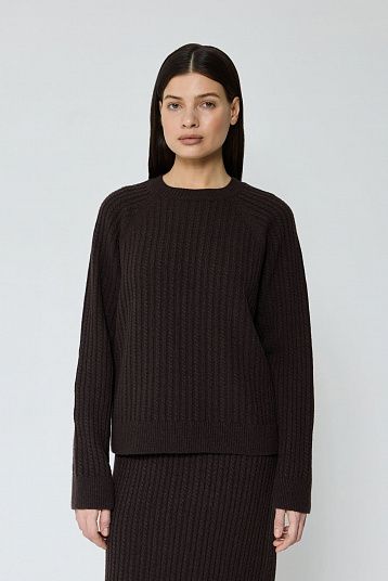 Костюм в косы из смесового кашемира темно-коричневый