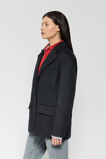 Пальто-жакет из шерсти графит