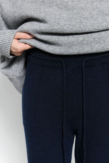 Брюки из смесового кашемира темно-синий