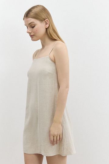 Платье 2 в 1 изо льна с вискозой светло-бежевый