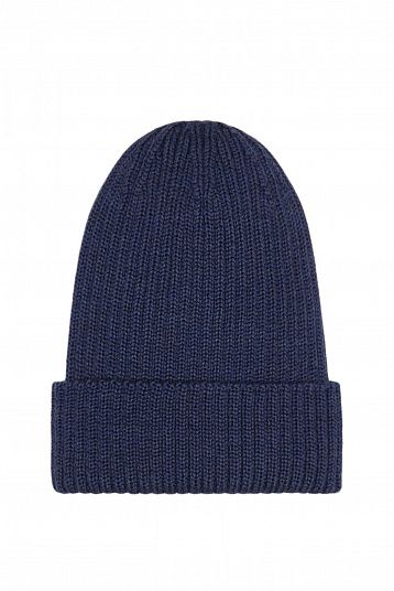 Шапка из мериноса уплотненная синий
