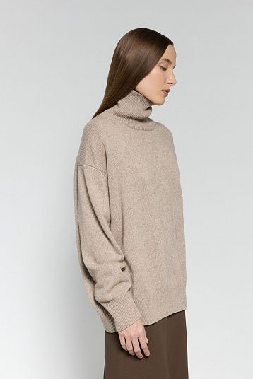 Свитер из смесового кашемира серо-бежевый
