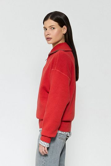 Джемпер с молнией красный