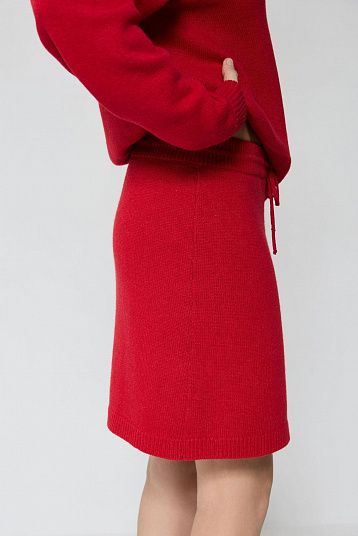 Юбка мини из смесового кашемира красный