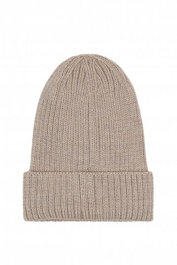 Шапка из мериноса уплотненная серо-бежевый