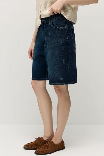 Шорты джинсовые с винтажным эффектом