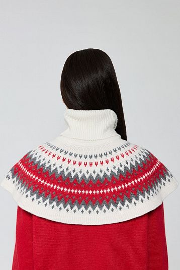 Манишка с узором из смесового кашемира молочный, красный, графит