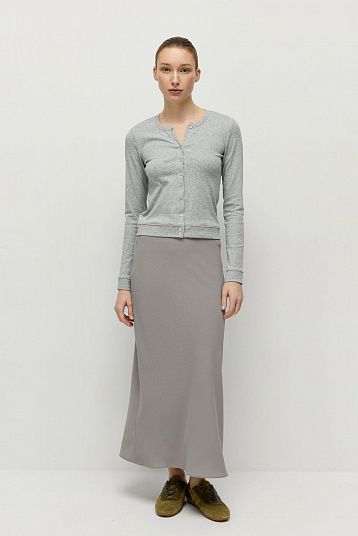 Силуэтная юбка из итальянского крепа серый
