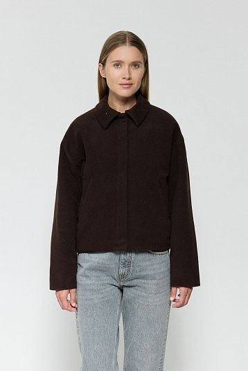 Куртка-бомбер из итальянской шерсти шоколадный