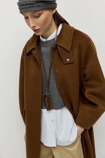 Пальто из шерсти мериноса ореховый