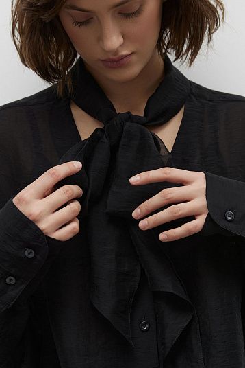 Рубашка с шарфом из вуали черный
