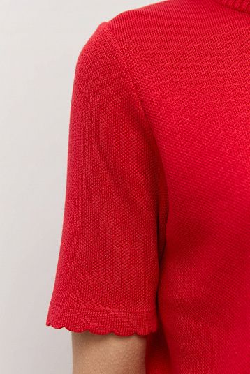 Джемпер-футболка с фигурным краем красный