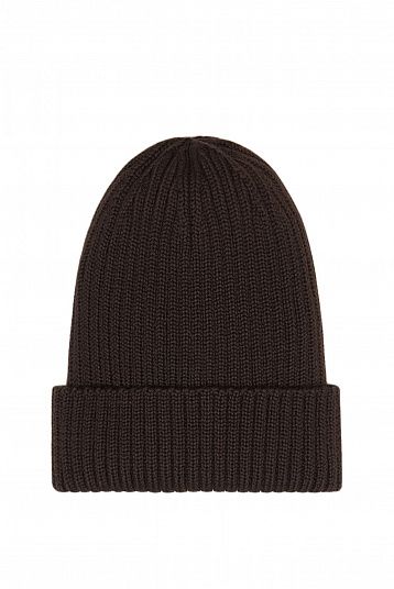 Шапка из мериноса уплотненная коричневый