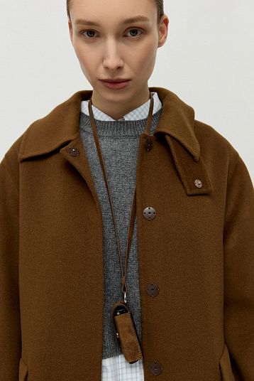 Пальто из шерсти мериноса ореховый