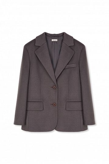 Пальто-жакет из шерсти портвейн