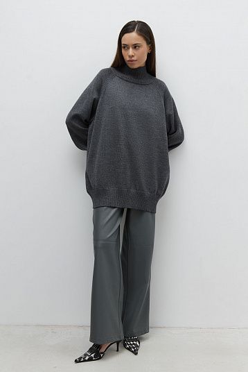 Базовый свитер из мериноса Oversize графит меланж