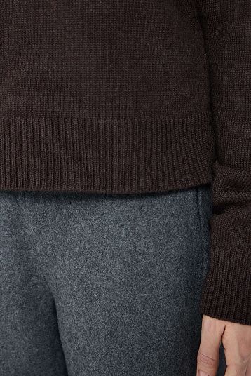 Джемпер кроп из смесового кашемира темно-коричневый
