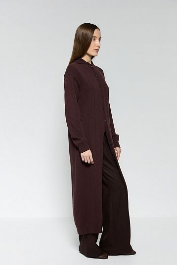 Платье-рубашка из смесового кашемира портвейн