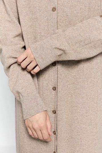 Платье-рубашка из смесового кашемира серо-бежевый