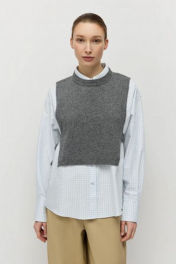 Манишка из смесового кашемира с завязками графит